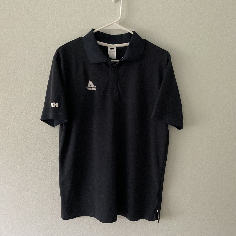 Helly Hansen men's large navy black short sleeve polo shirt,